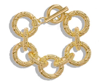 Dora Bracelet / Swirl Design Link Chain Bracelet / Wedding Honeymoon Bridal Gift Bracelet / Statement High-End Jewelry