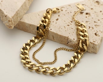 Lara Bracelet / Layered Chain Bracelet / Minimalist 14k Gold Jewelry / Gifts for her, bridal gifts, anniversary gifts / Everyday Jewelry