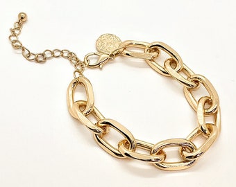 Chain Dreams Bracelet / High-end Gold Link Chain Bracelet / Evening Everyday Jewelry / Wedding Honeymoon Bridal Gift Bracelet / Arm Party