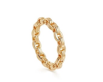 Bristol Ring / Statement Gold Ring / Stainless Steel Durable Jewelry / Minimalist Gold Link Chain Ring / Water Resistant Hypoallergenic