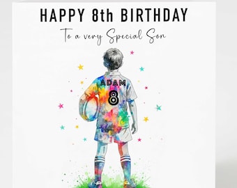 Rugby Birthday Card Personalised Boy 5th 6th 7th 8th 9th 10th, Son Grandson Nephew Cousin Brother Great Grandson Any Relationship Any Age