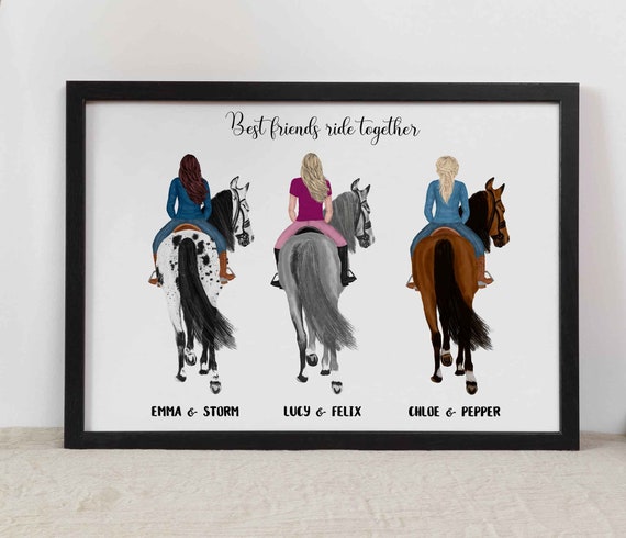 Friends Horse Print, Personalised Horse Owner gift, Horse friends gift, horse portrait, horse print, horse riding gift, personalised friends