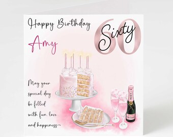 60th Birthday Card for Women Mum Mother Grandmother Sister Niece Cousin 60 Today Happy 60th Birthday Sixty 60