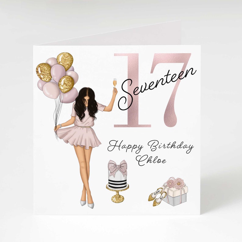17th Birthday Card For Her Personalised Birthday Card 17th Etsy Uk