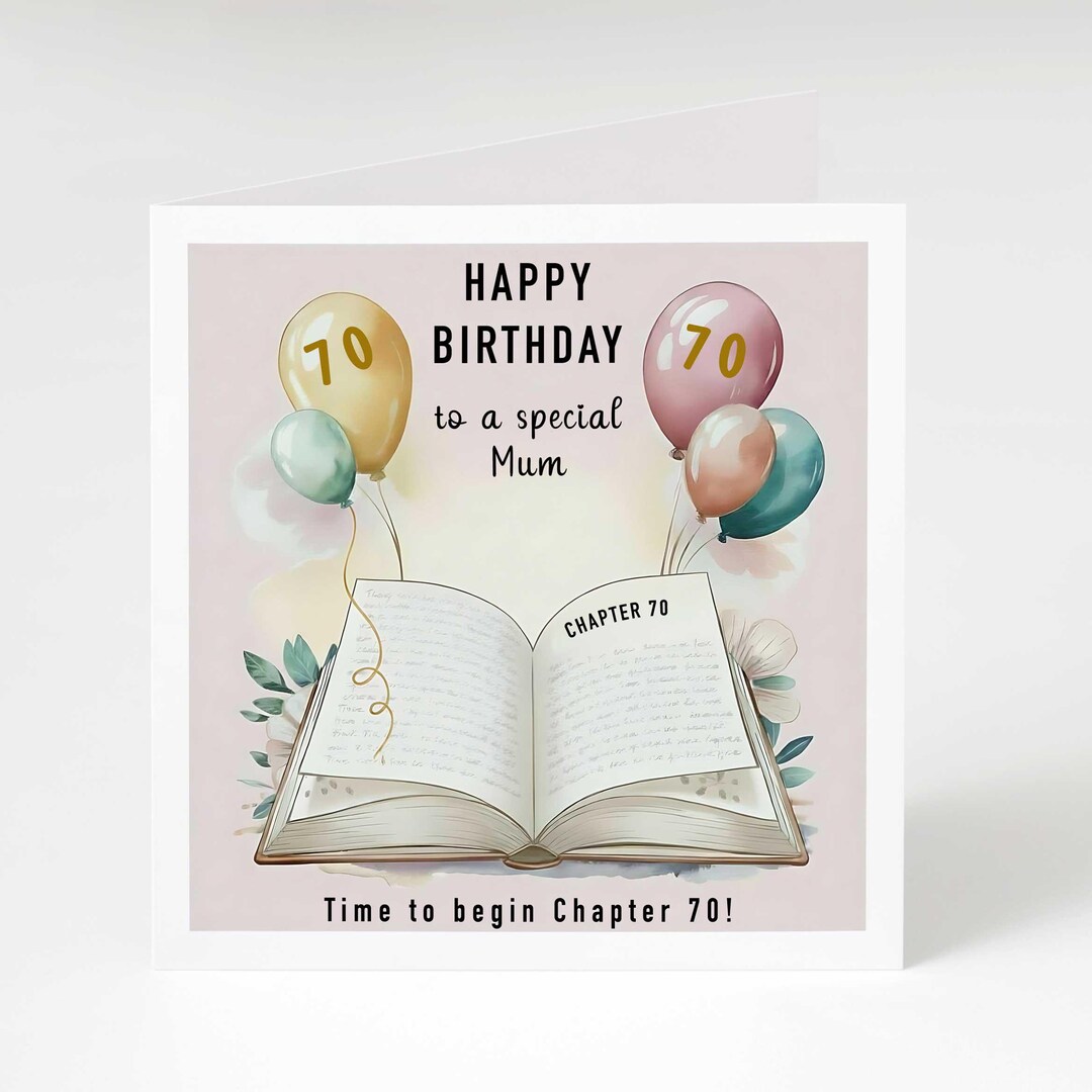 70th Birthday Card for Her, Personalised 70th Birthday Card New Chapter ...