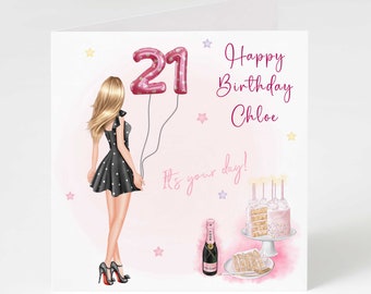 21ST BIRTHDAY CARD Twenty One Birthday 21st birthday for her, daughter, sister, granddaughter, niece, goddaughter, best friend
