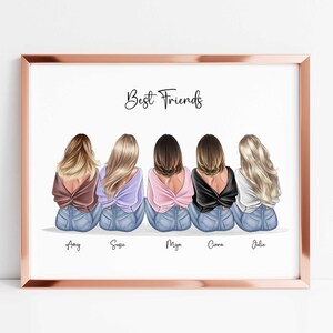 Personalised Best Friend Gifts 5 Best Friends Print Gift for Her