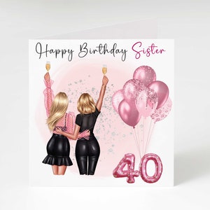 Sister 40th Birthday Card, personalised sister birthday card, happy birthday sister, sister card, sister birthday, sister greeting card
