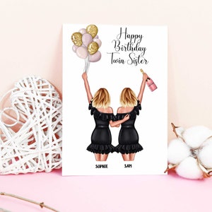 Twin Sister Birthday Card - Twin sister card - Twinnie - Cards for Twins - Sisters - Twin Birthday Card - Twins birthday card - twin sisters