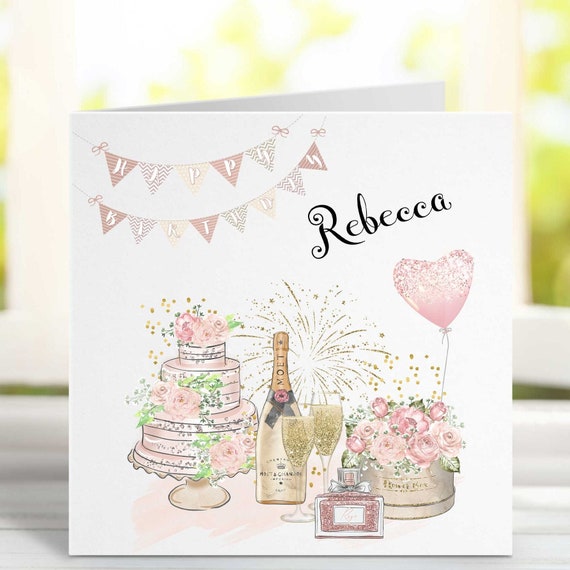 Personalised Floral Birthday Card For Her - Custom Card For Granddaughter, Daughter, Mum, Auntie, Or Sister