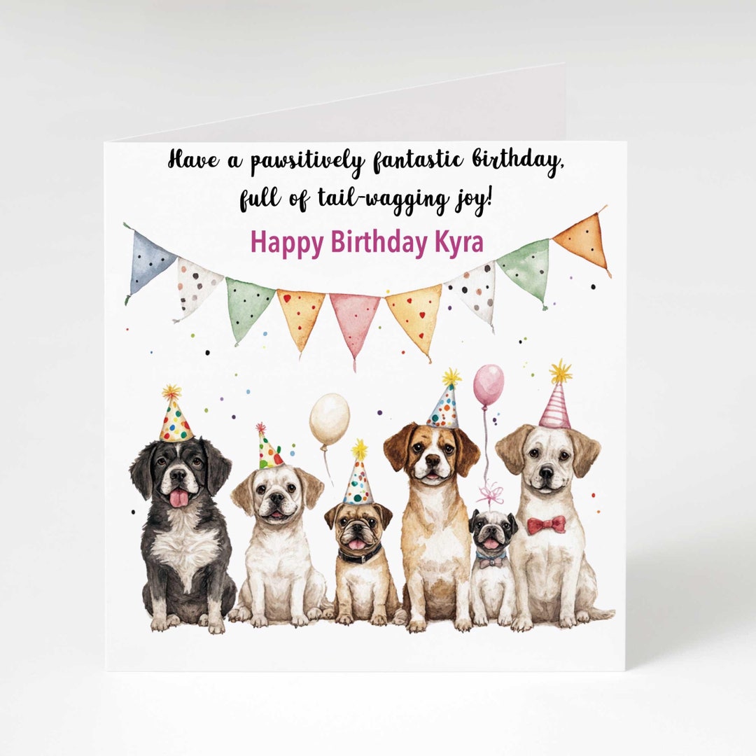 Funny Dog Birthday Card Personalised Birthday Card for Her, Him, Cute ...