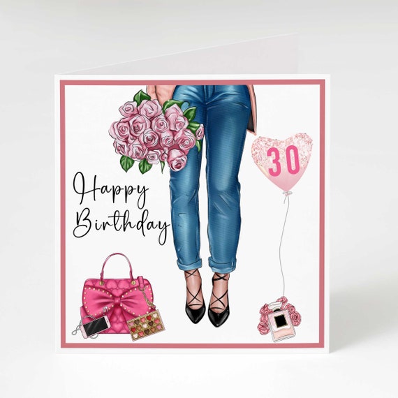 Fashionable Girl - Free Printable 30th Birthday Card For Women - Urban Mamaz