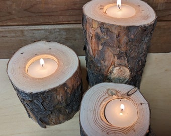 Log Candle Holder