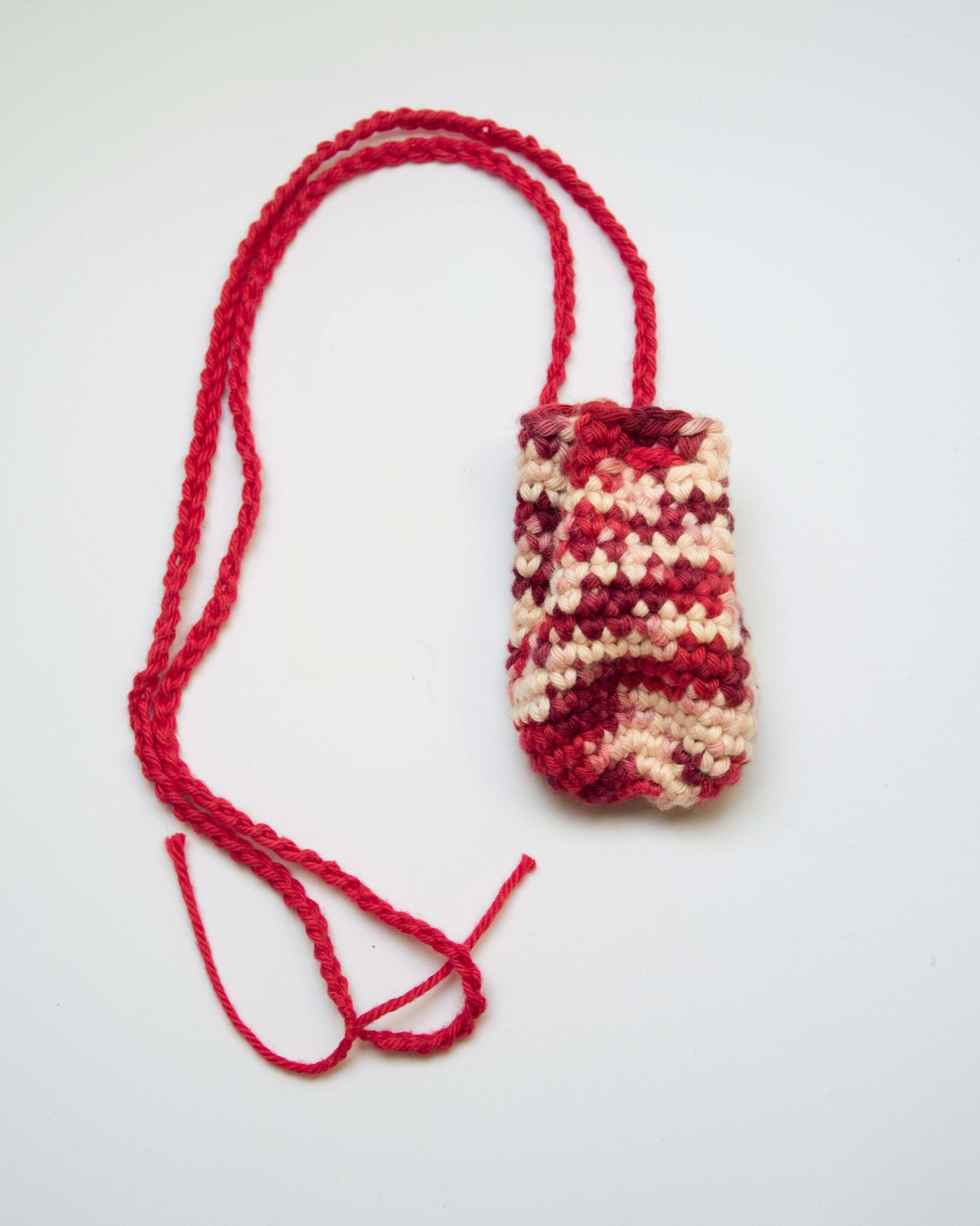 Crochet pouch necklace small pink Etsy
