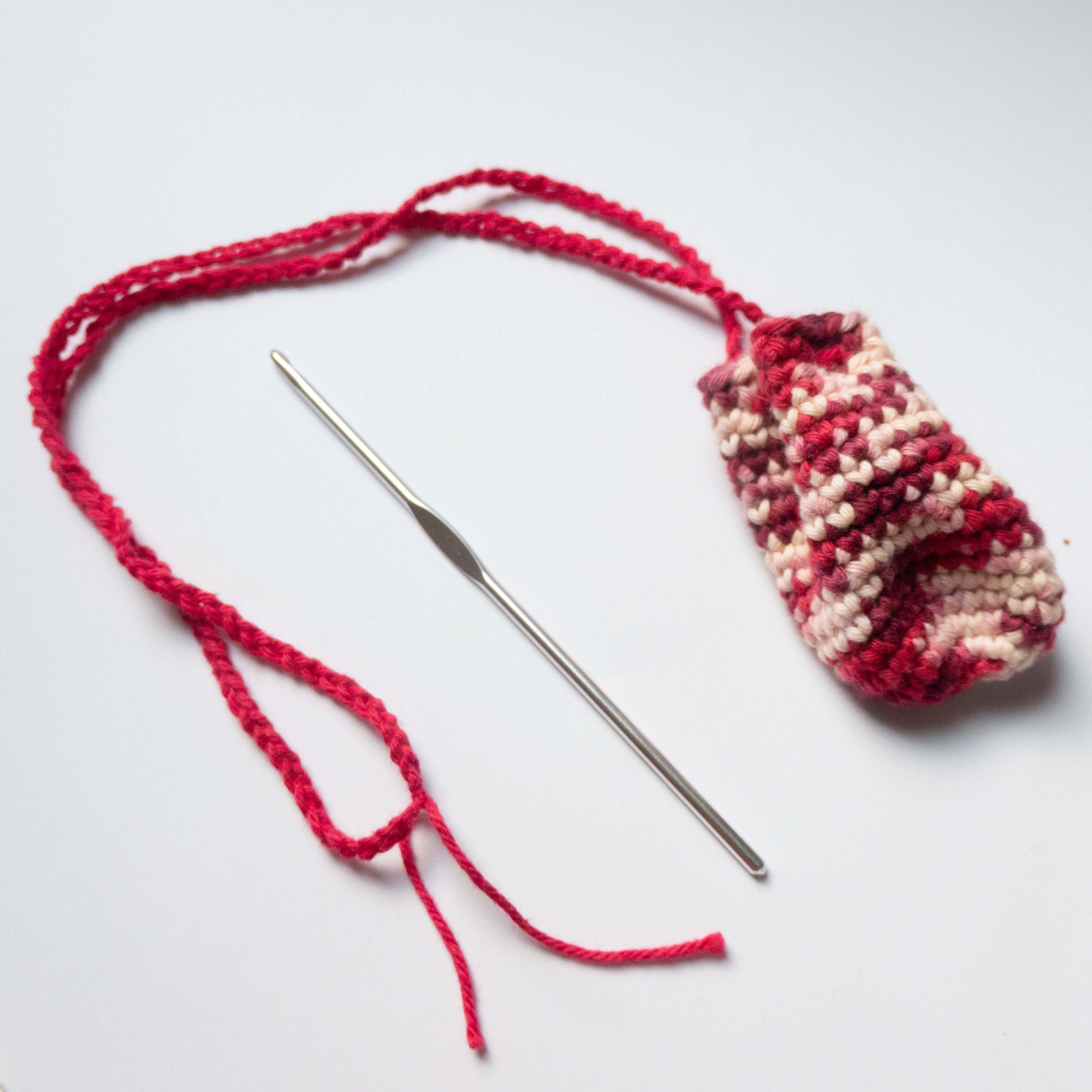 Crochet pouch necklace small pink Etsy