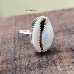 Cowrie Shell Ring 925 Sterling Silver Ring, Handmade Ring, Natural Shell, Statement Ring, Dainty Ring, Ring For Women, Wedding Ring Gift