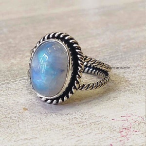 Genuine Moonstone Ring, Moonstone Silver Ring, Handmade Moonstone Ring, Moonstone Ring, Boho Ring, Moon Stone Ring, Rainbow Moon stone Ring*