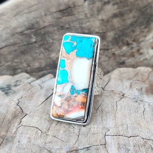 Oyster Turquoise Ring, 925 Silver Ring, Dainty Ring, Band Ring, Oyster Jewelry, Handmade Ring, Women Ring, Boho Ring, Gift For Her ***
