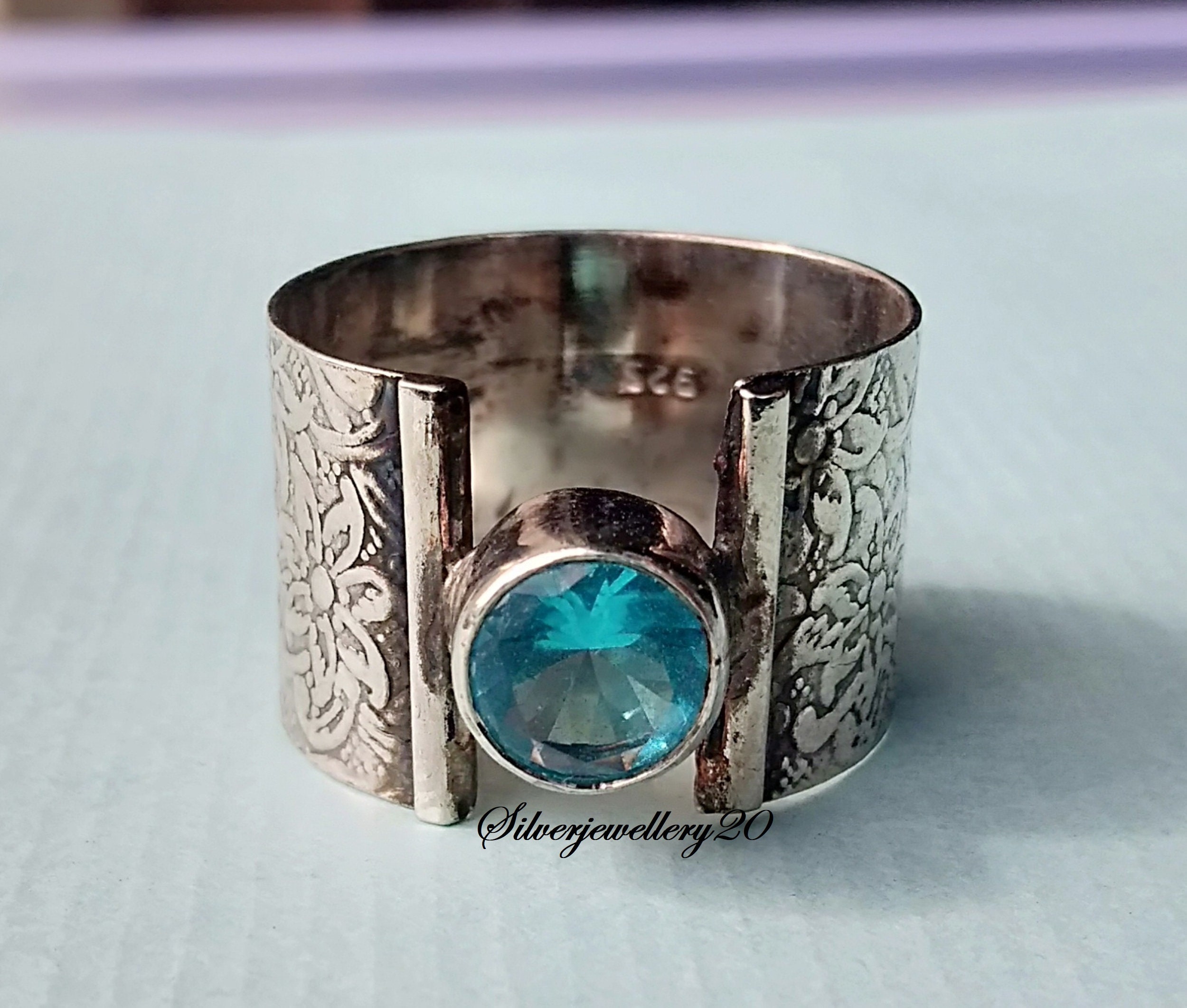 Handmade Ring Promise Ring 925 Sterling Silver Ring Blue Stone Ring Gemstone Ring Worry Ring Blue Turquoise Ring Gift For Her