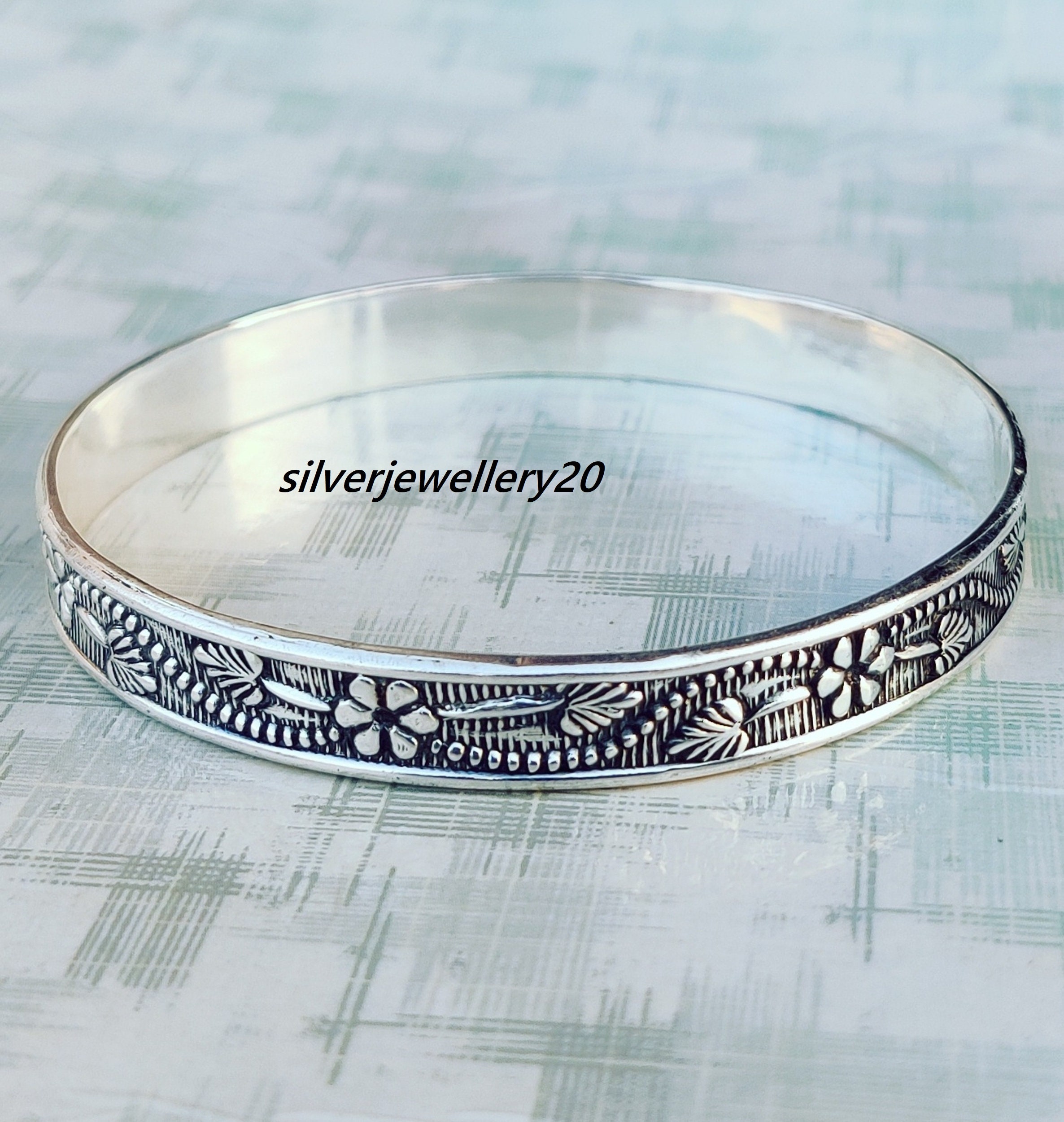 925 Sterling Silver Bangle Solid 925 Bracelet Vintage Narrow