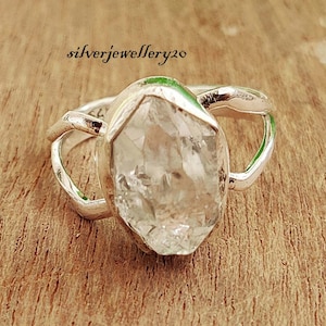 Natural Herkimer Diamond, Gemstone Ring, Handmade Ring, 925 Silver Ring, Herkimer Diamond Jewelry, Birthstone Ring, Women Ring, Gift Her***