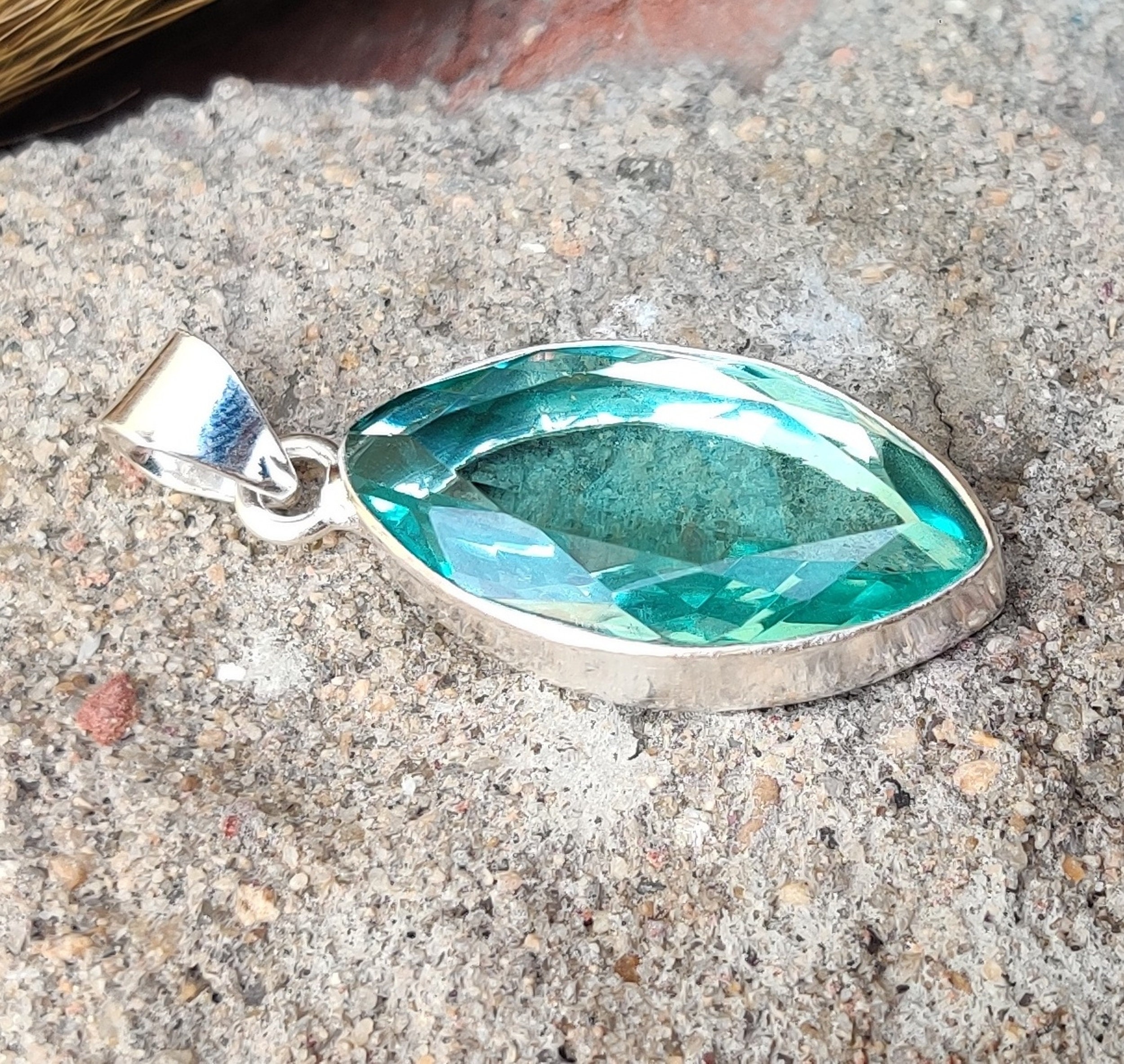 Aquamarin Anhänger Silber 925 20x15 Mm