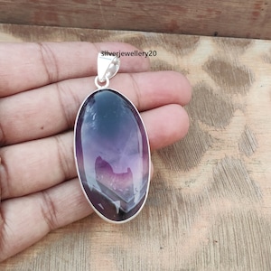 Natural Amethyst Pendant-Handmade Silver Pendant-925 Sterling Silver Pendant-Oval Amethyst Pendant-Gift for her-Anniversary Pendant **