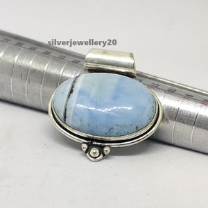 Blue lace agate Gemstone Pendant 925 Sterling Silver Oval Gemstone Necklace Boho Artisan Handmade Jewelry Light Blue Stone Gift for Her ****