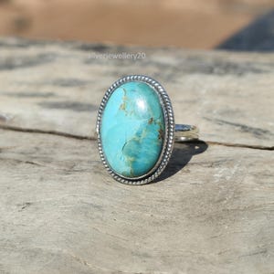 Luxury Kingman Turquoise Statement Ring in 925 Sterling Silver all occasion gift trending gift festival self care stone ring