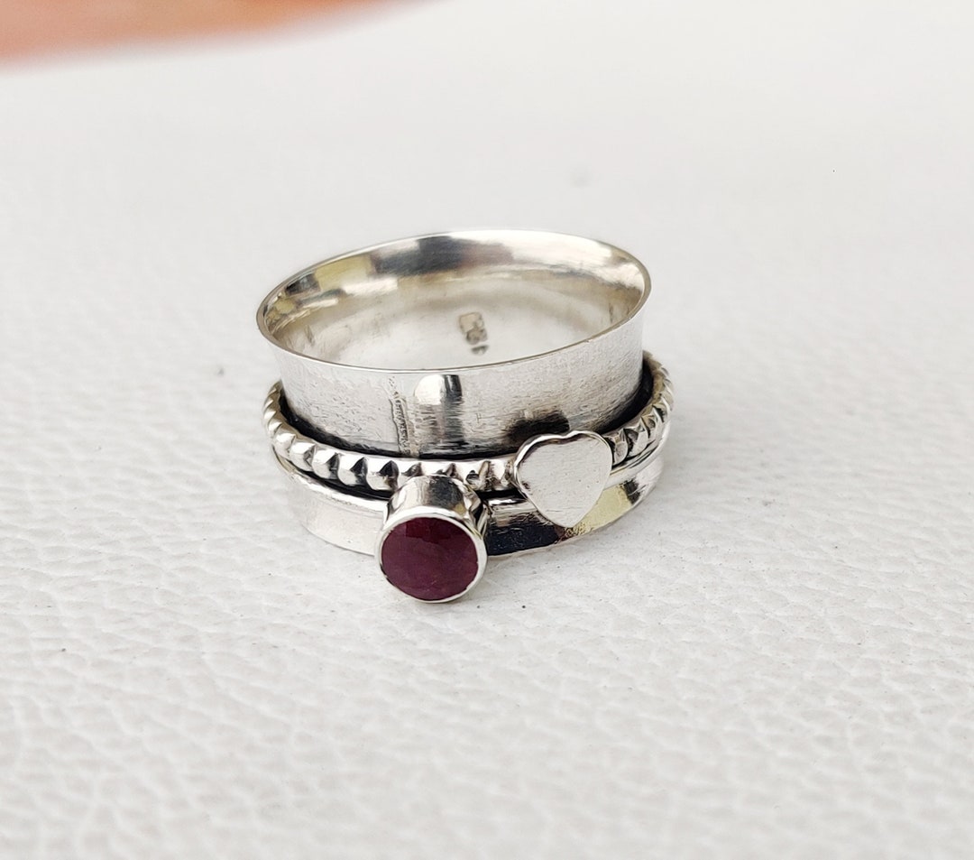 Rubymotion Spinner Rings Ruby Ring , Spinner Ring , 925 Sterling Silver Ring , Gemstone Ring ...
