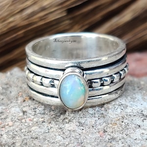 Opal Ring , Spinner Ring , 925 Sterling Silver Ring , Promise Ring , Opal Jewelry , Wedding Ring , Beautiful Ring , Handmade Ring ***