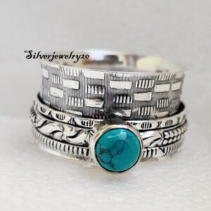 Turquoise Ring, Spinner Ring ,925 Silver Ring, Handmade Ring, Gemstone Ring, Stylish Ring, Women Ring, Gift For Her, Designer Ring***