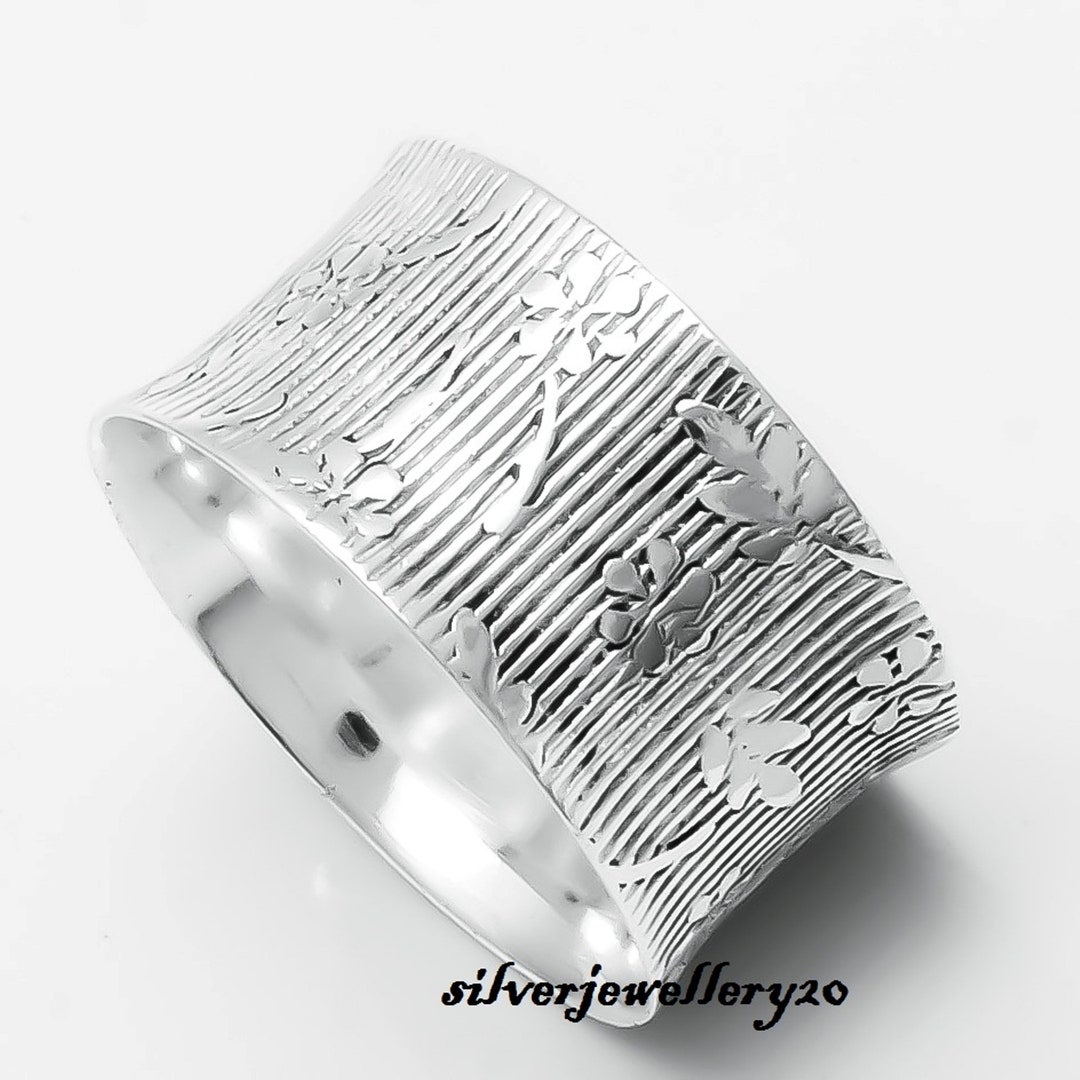 Handmade Sterling Silver Floral Anxiety Ring, Boho Thumb Ring - Etsy