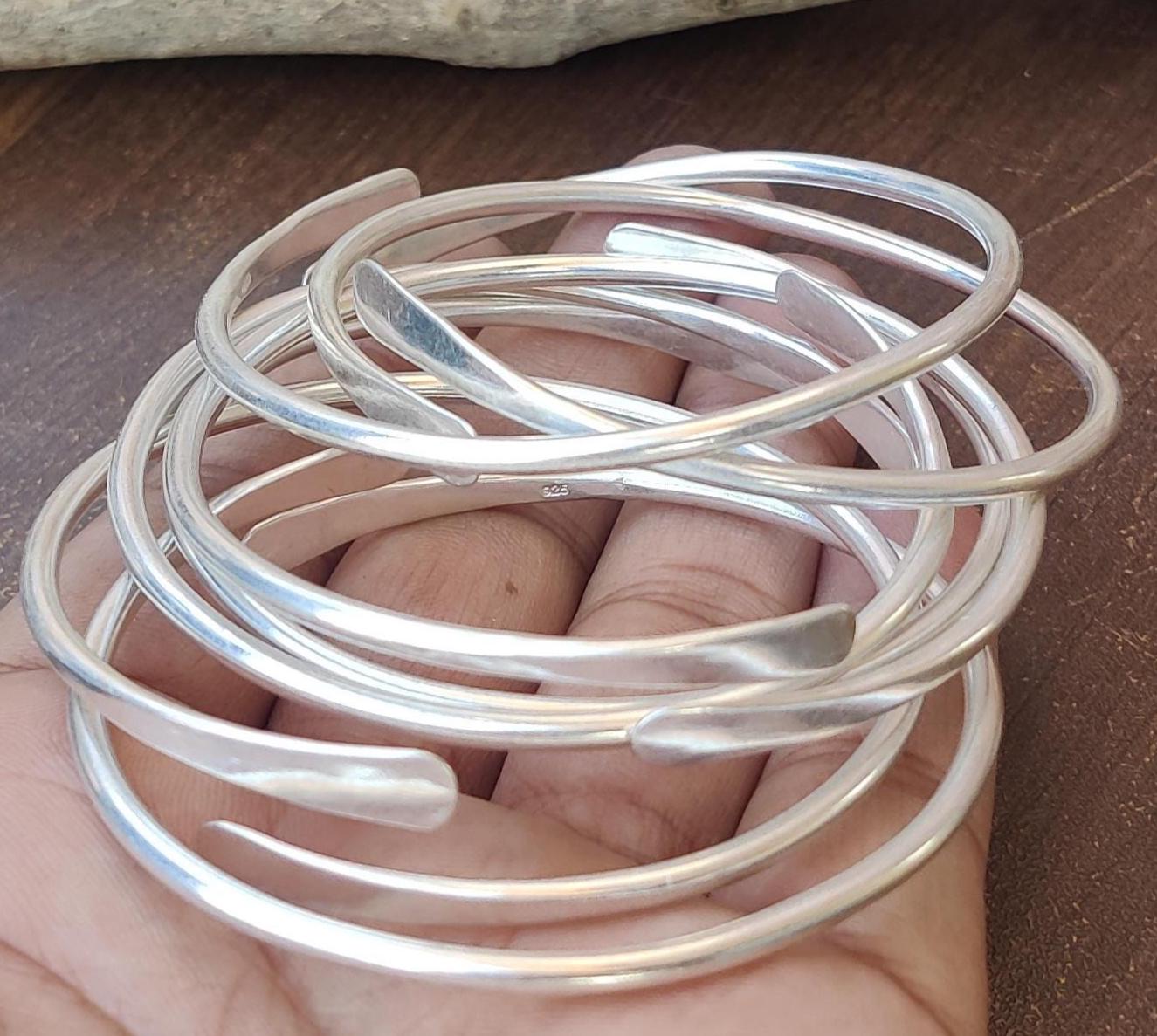925 Sterling Silver, 7 Set of Bangles ,7 Adjustable Bangles, Silver Bangle for Her/him, Handmade Bangles ,Gift for mom , all occasion gift ,