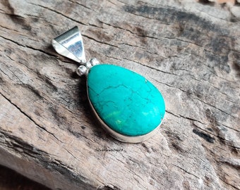 Natural Turquoise Pendant , 925 Sterling Silver Pendant ,Gemstone Pendant ,Boho Pendant ,Birthday Pendant ,Gift for Women ,Handmade Pendant