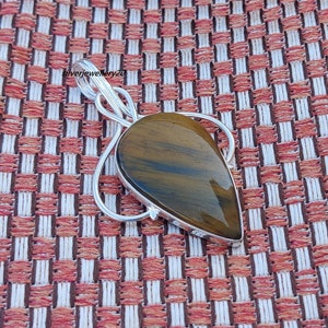 Natural Tiger Eye Pendant,Silver Plated Pendant Tiger Eye Gemstone Handmade Silver Gemstone Jewelry Tiger Eye Silver Pendant For Necklaces**