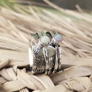 Opal Ring, Spinner Ring, 925 Sterling Silver, Gemstone Ring, Opal Jewelry, Handmade Ring, Promised Ring, Women Ring, Gift For Her***