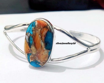 Oyster Turquoise Bangle* 925 Sterling Silver Bangle* Designer Bangle* Lovely Bangle* Gemstone Bangle* Lovely Bangle* Handmade Bangle*
