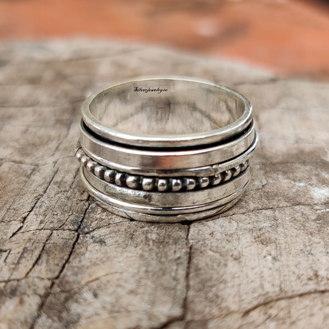 Solid 925 Sterling Silver Spinner Ring, Handmade Ring