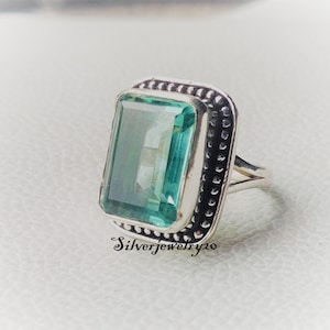 Handmade Aquamarine Ring, 925 Sterling Silver Band, Women's Promise Ring