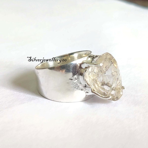 Herkimer Diamond Ring,925 Sterling Silver, Herkimer Dimond Stone, Rough Herkimer Diamond Ring, Women Ring, Beautiful Ring, Gemstone Ring ***