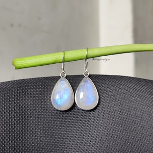 Rainbow Moonstone Earring , 925 Sterling Silver , Beautiful Earring , White Stone , Natural Earring , Birthday Earring , Lovely Earring ***