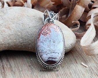 Crazy Lace Agate Pendant , 925 Silver Pendant, Necklace ,Gemstone Pendant ,Handmade Jewelry ,Gift For Her, Birthday Gift. 58