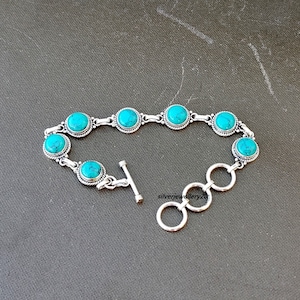Turquoise Bracelet , 925 Sterling Silver Bracelet , Adjustable Bracelet , Gemstone Bracelet , Gift for Women , Boho Bracelet ,Silver**