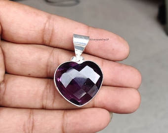 Sterling Silver Amethyst Heart Pendant Necklace, February Birthstone