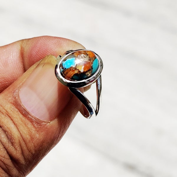 Oyster Turquoise Ring , Band Ring , 925 Sterling Silver , Gemstone Ring , Handmade Ring , Women Ring , Promise Ring , Beautiful Ring