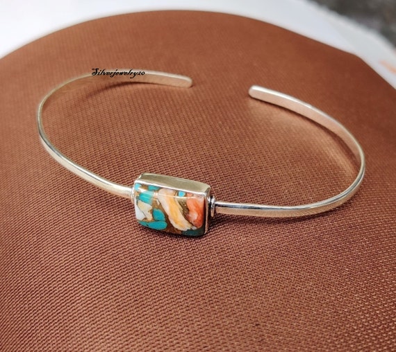 Handmade Oyster Turquoise 925 Silver Bangle