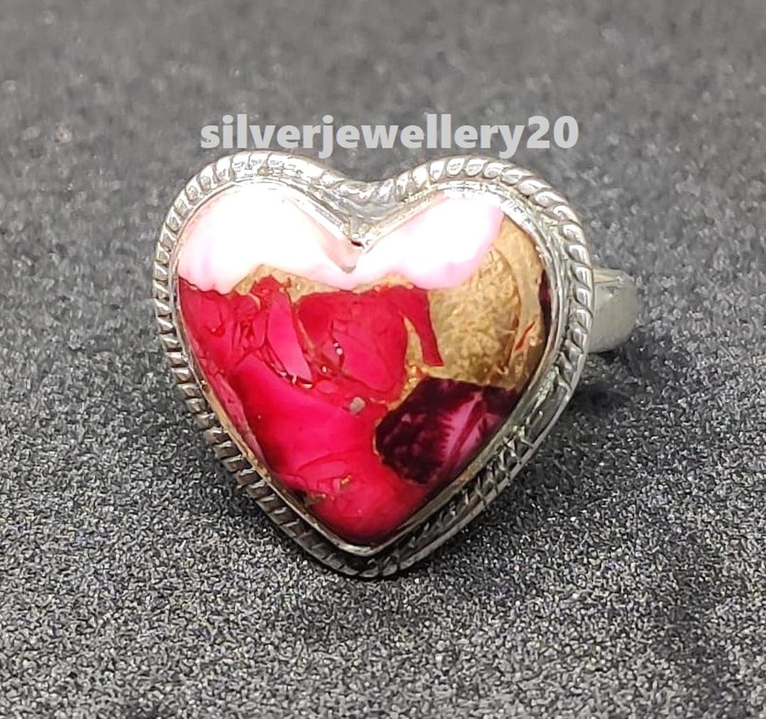 Handmade Heart Kingman Turquoise Ring, 925 Sterling Silver Boho Jewelry ...