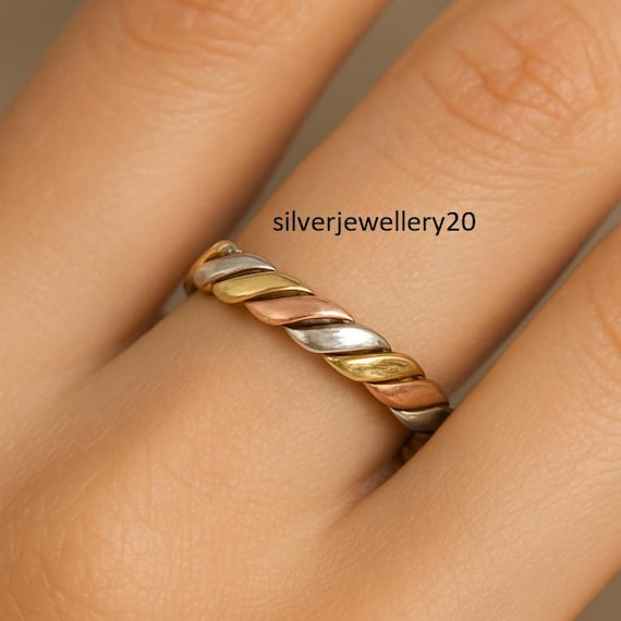 Vintage Gold × Silver Twist Ring K10 Handmade Twisted Mixed Metal Ring | Sterling Silver, Copper, Brass
