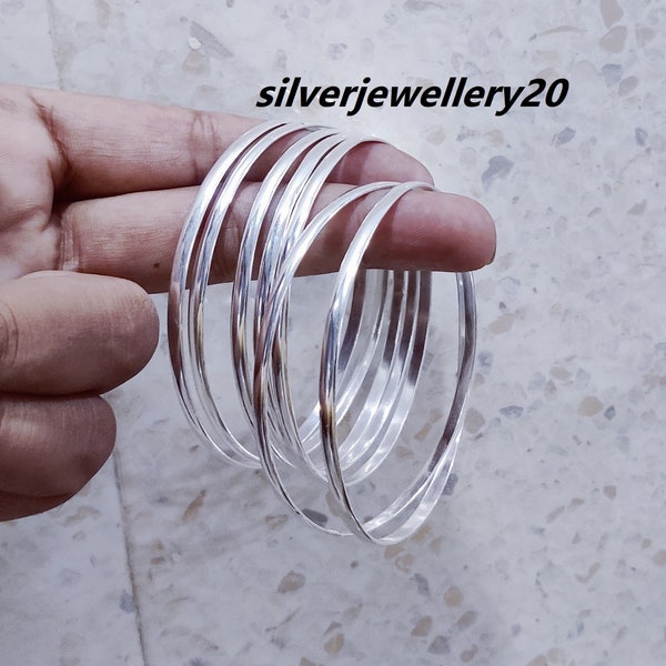 925 Silver Bangle,  7 Bangles set, Gift For Mom ,Gift For Wedding, Gift For Her, Birthday Gift.